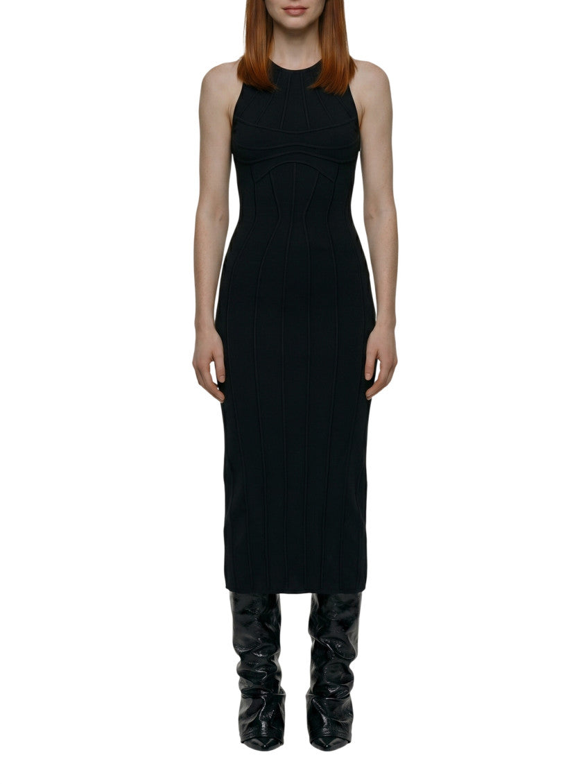 Black Crew Neck Midi Dress 1