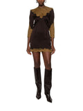 Green Lace Round Neck Mini Dress 1