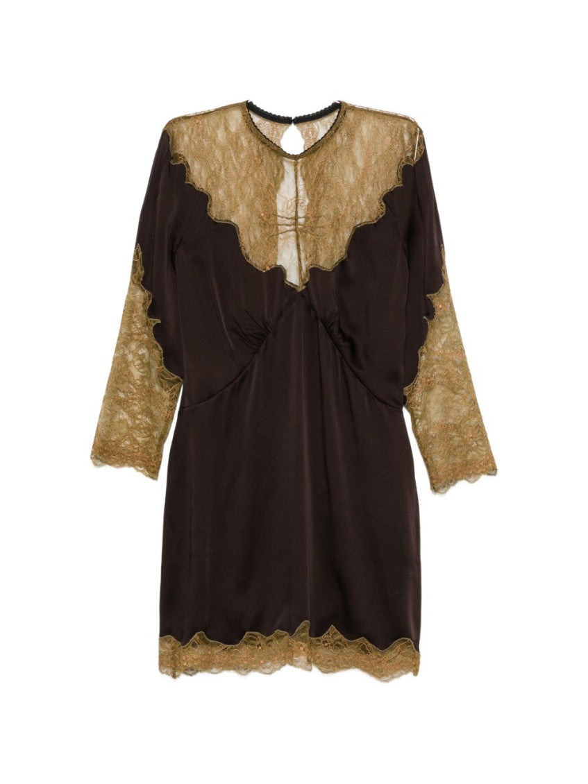 Green Lace Round Neck Mini Dress 3