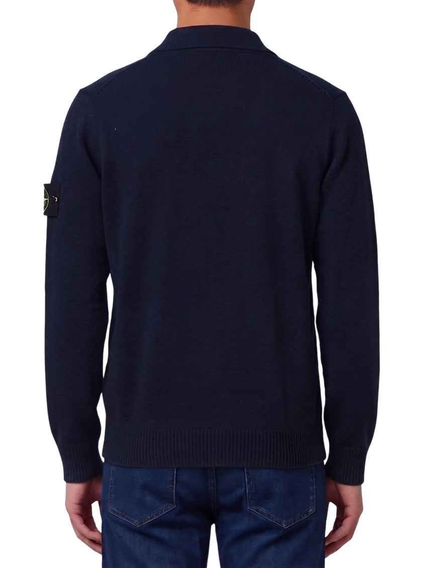 Navy Blue Regular Polo Sweater 2
