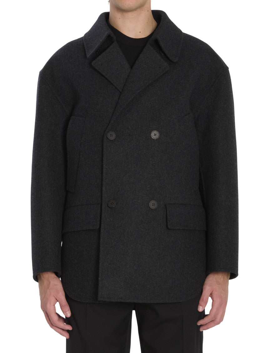 Dark Grey Double Breasted Coat 1