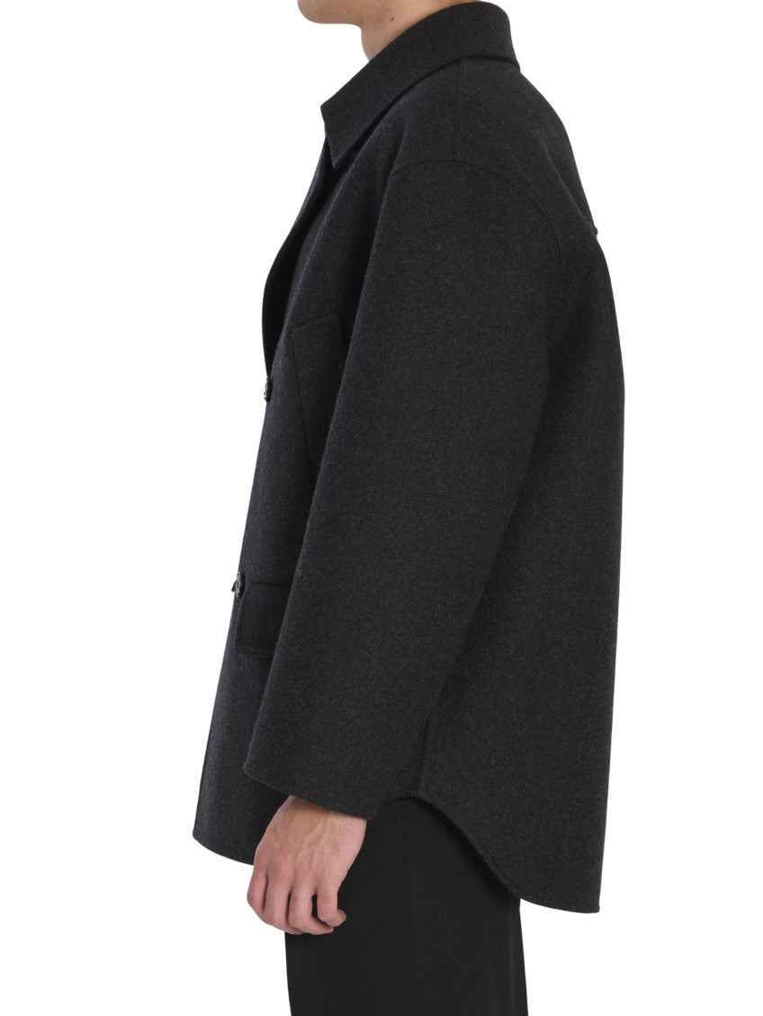 Dark Grey Double Breasted Coat 2