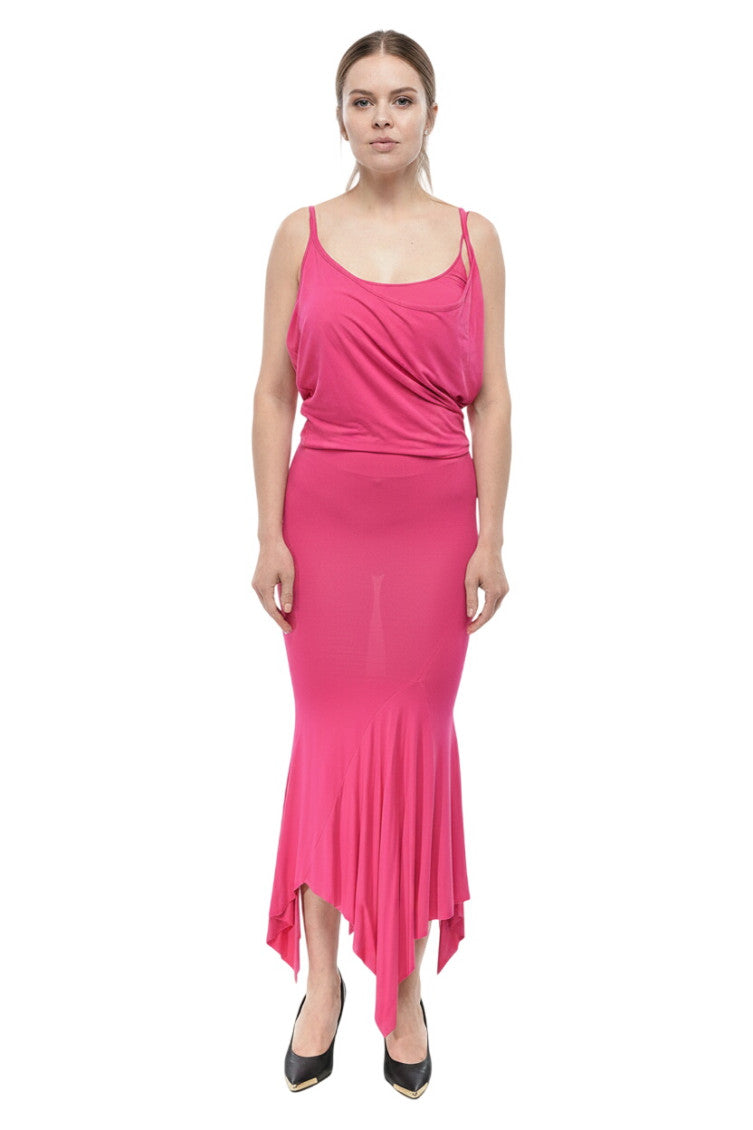 Pink Cowl Neck Midi Dress 1