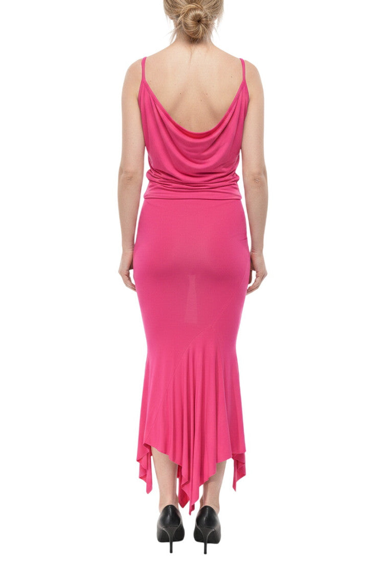 Pink Cowl Neck Midi Dress 2