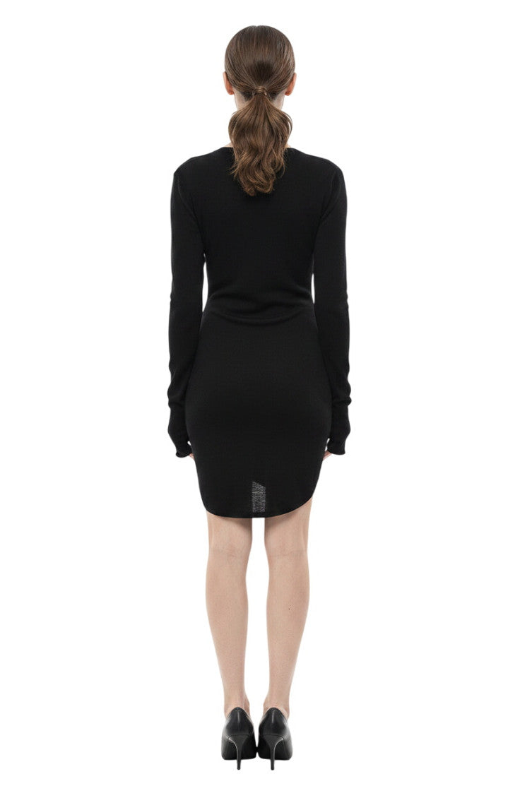 Black V Neck Mini Dress 2