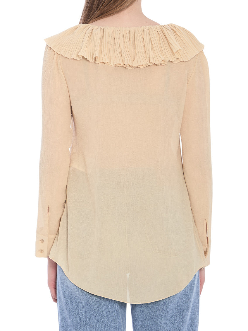 Beige Solid V Neck Top 2