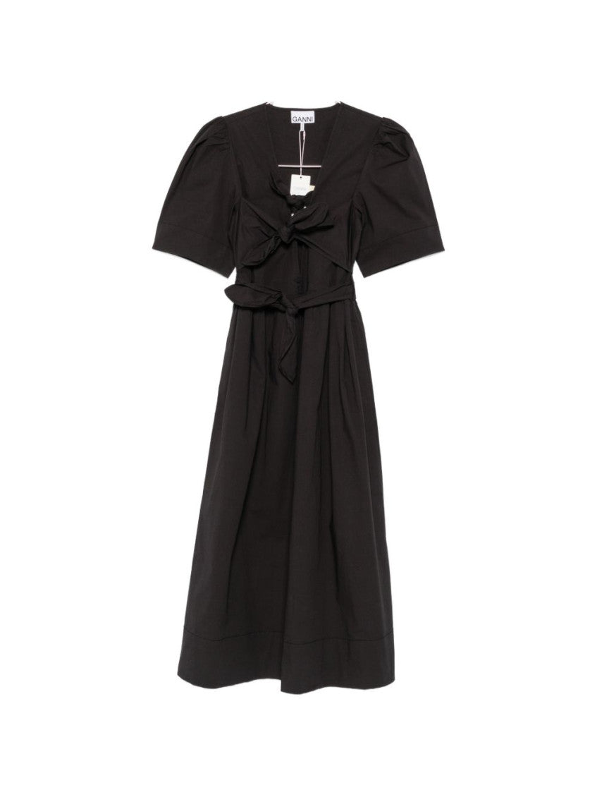 Black V Neck Midi Dress 1