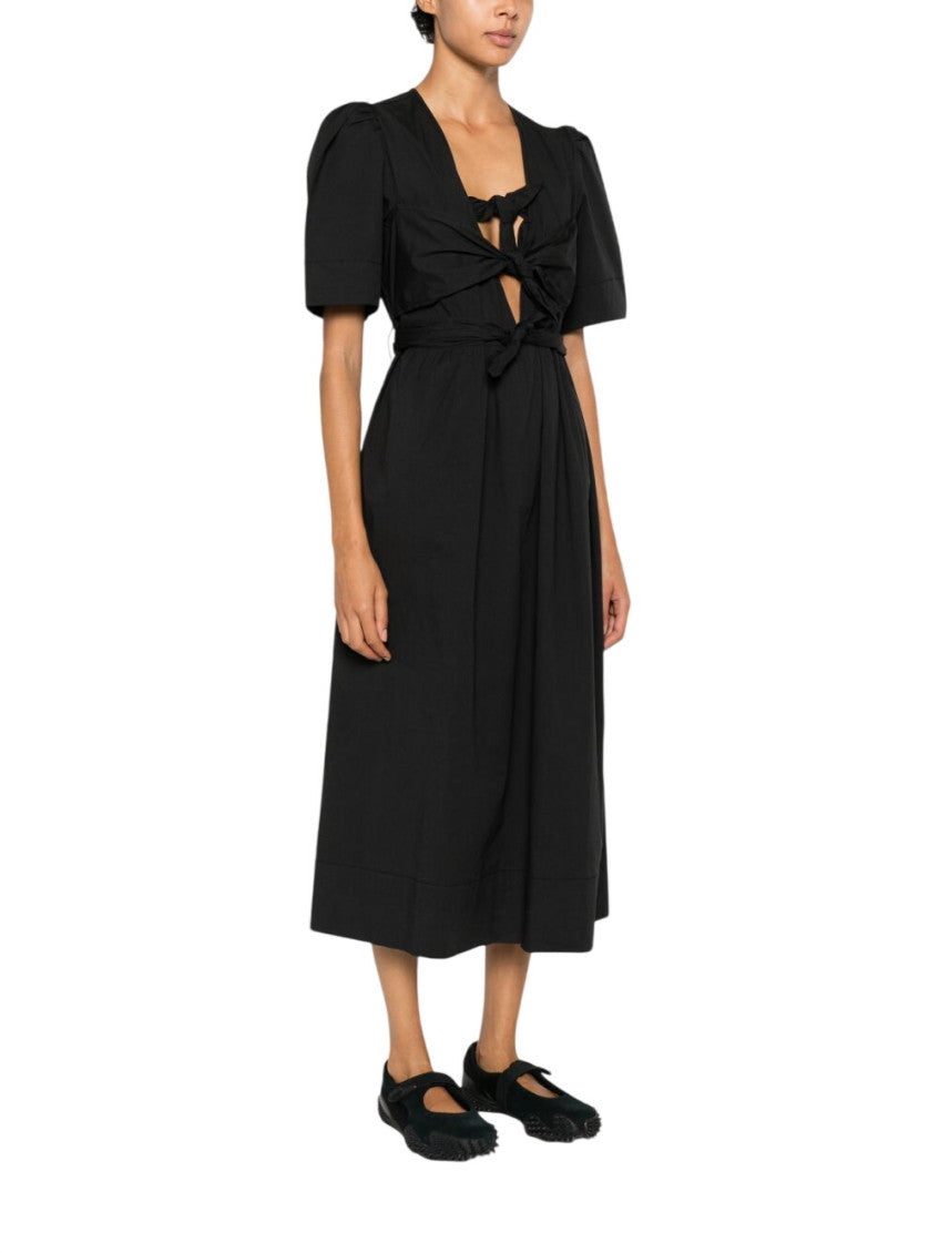 Black V Neck Midi Dress 3