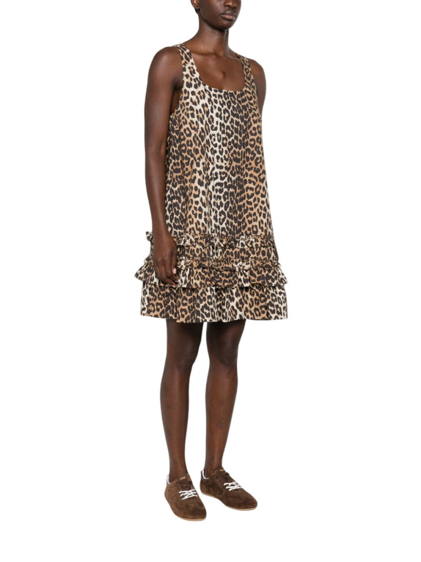 Brown Animal Print Scoop Neck Mini Dress 1