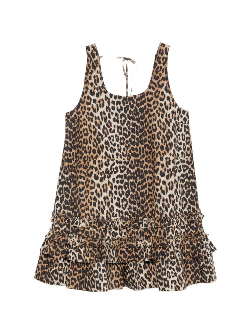 Brown Animal Print Scoop Neck Mini Dress 3