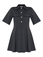Black Shirt Collar Mini Dress 1