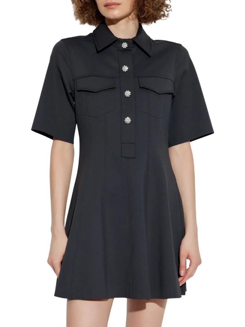 Black Shirt Collar Mini Dress 3