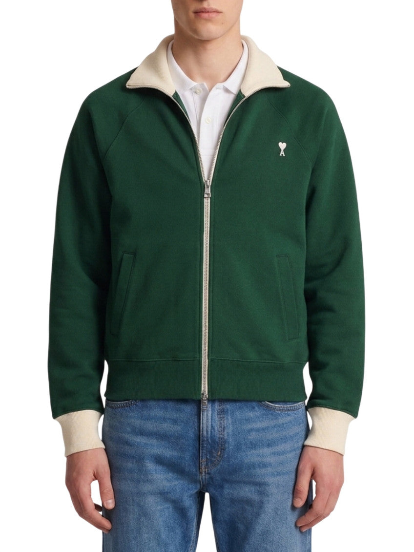 Bottle Green Zip Up Sweatshirt 1