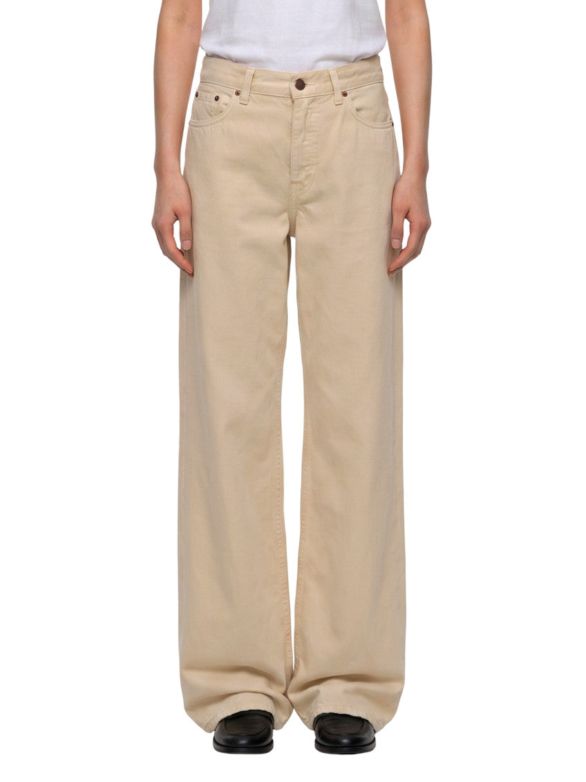 Beige Straight High Rise Jeans 1
