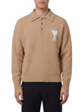 Beige Logo Polo Sweater 1