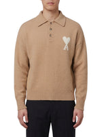 Beige Logo Polo Sweater 1