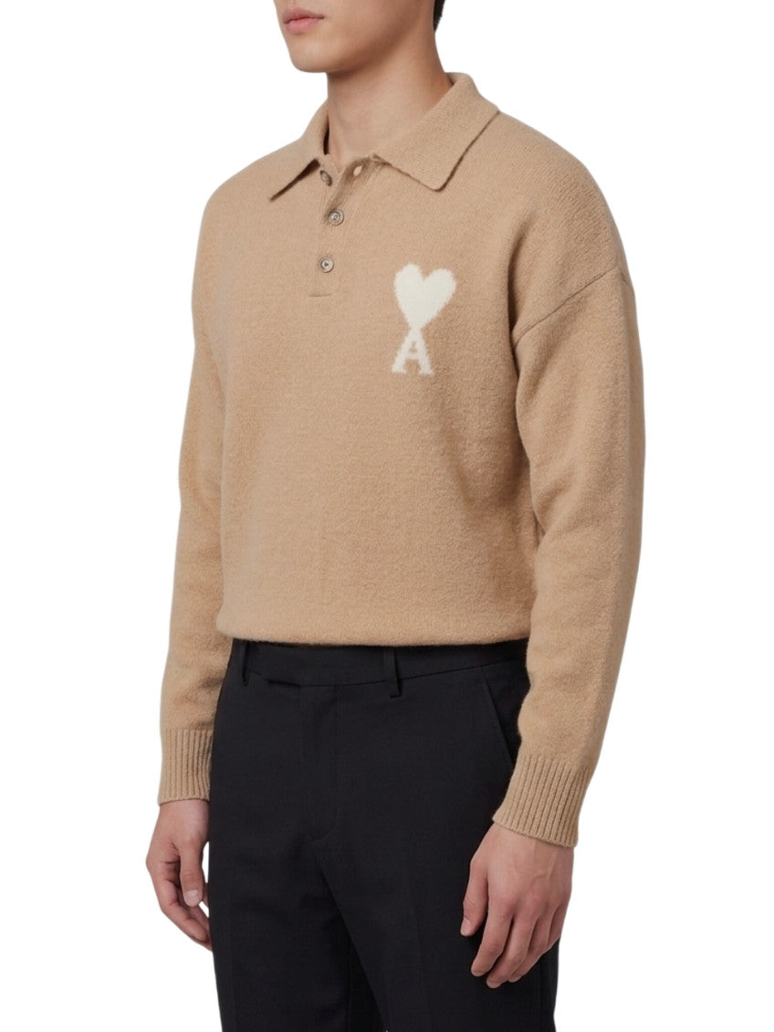 Beige Logo Polo Sweater 2