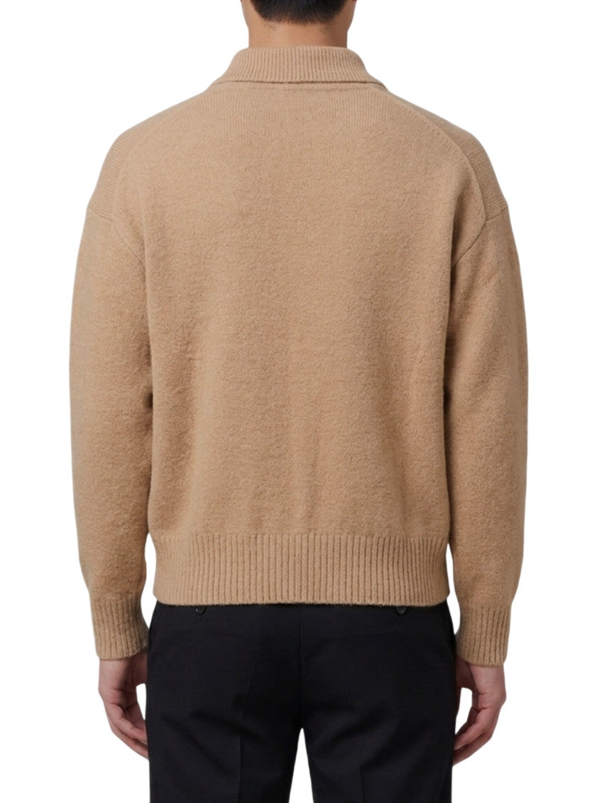 Beige Logo Polo Sweater 3