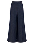 Blue Flared Flat Front Pants 1