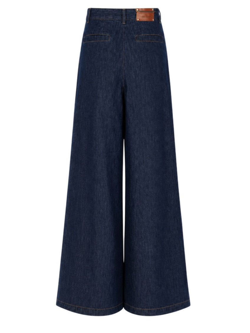 Blue Flared Flat Front Pants 2