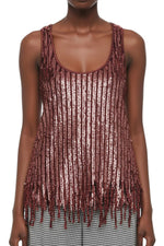 Red Embellished Scoop Neck Top 1