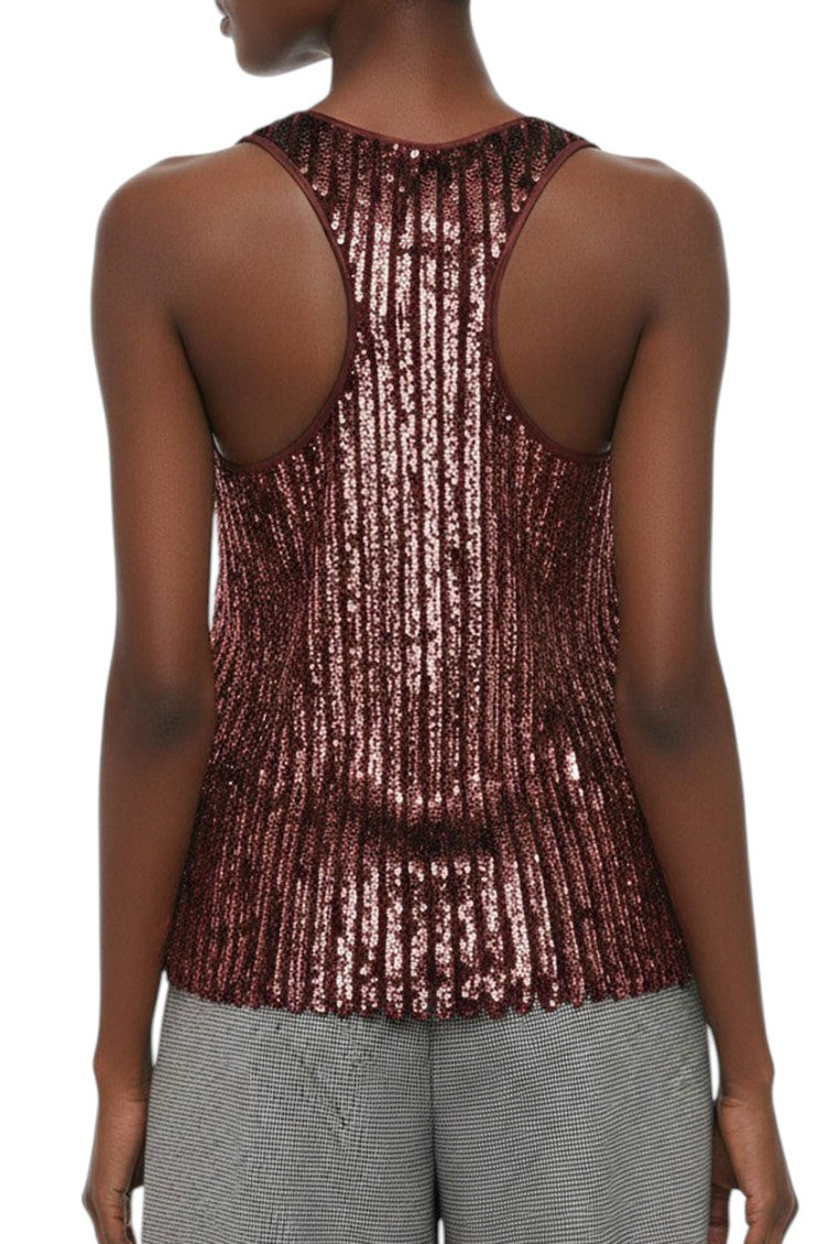 Red Embellished Scoop Neck Top 2