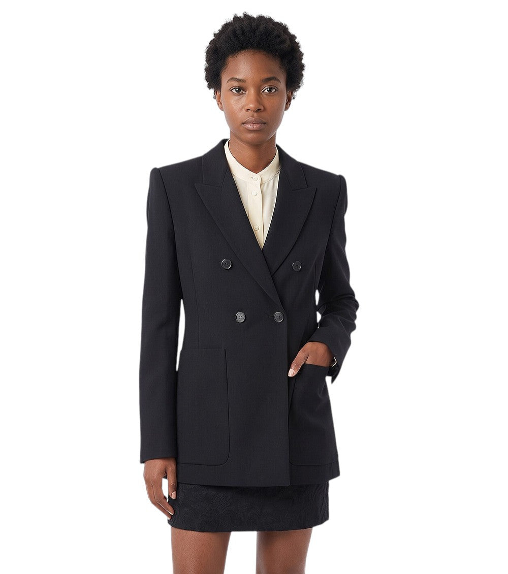 Black Peaked Lapel Blazer 1