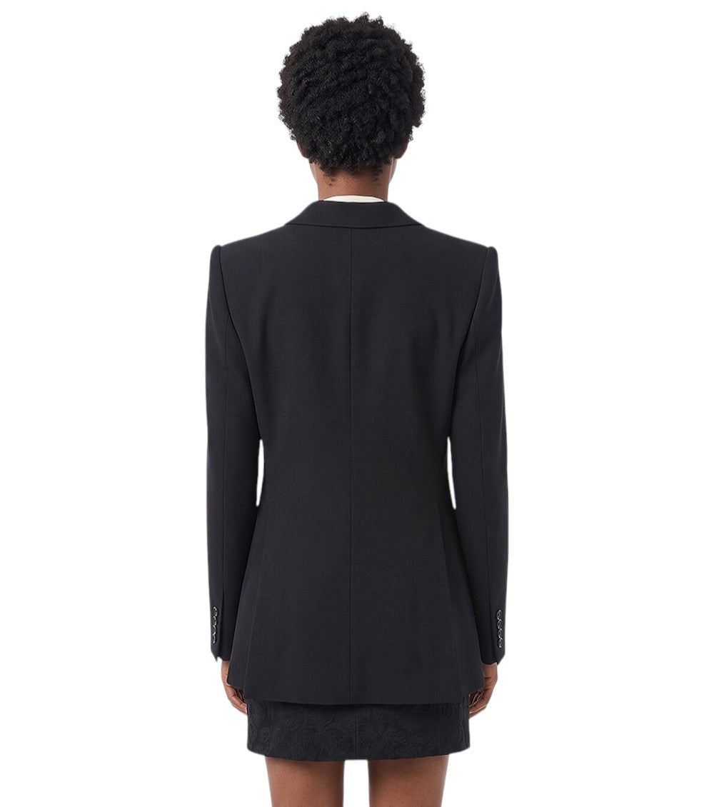 Black Peaked Lapel Blazer 2