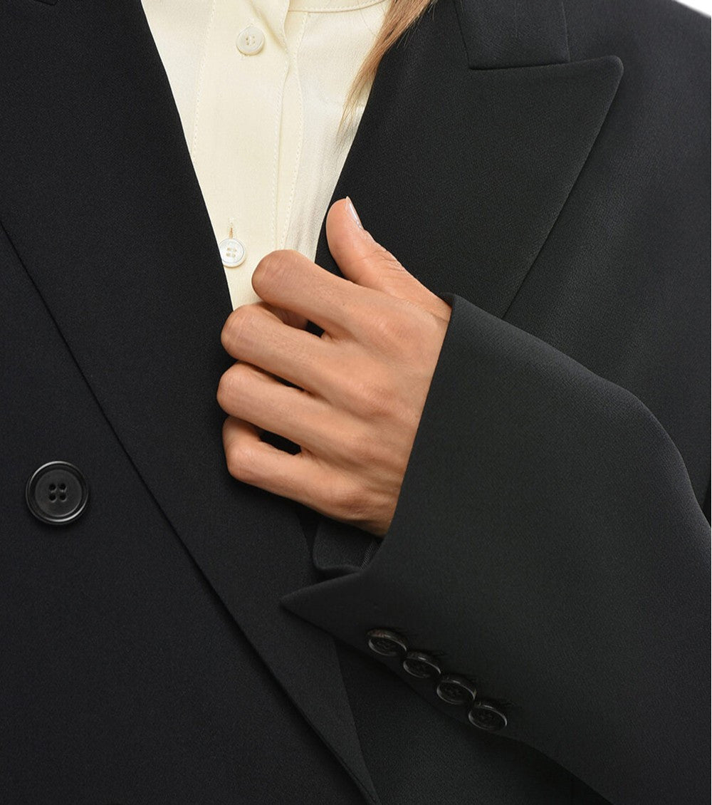 Black Peaked Lapel Blazer 3