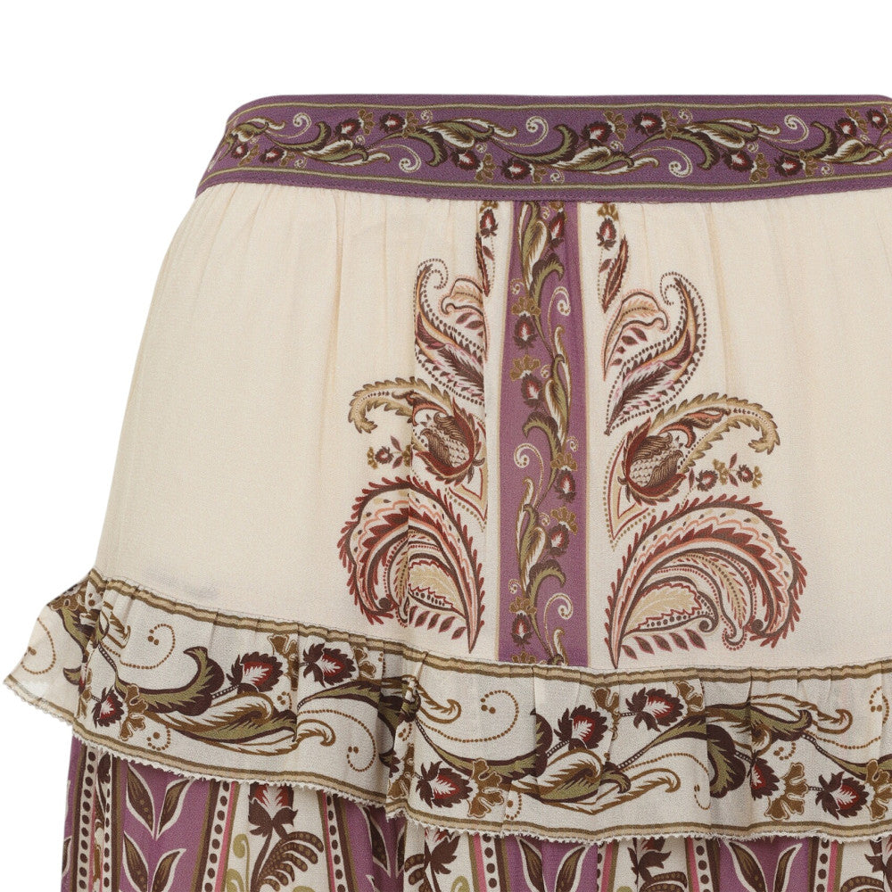 Purple Paisley Calf Length Skirt 4