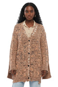 Beige Knitted V Neck Cardigan 1
