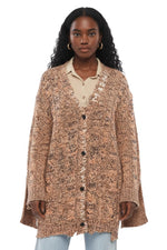 Beige Knitted V Neck Cardigan 1