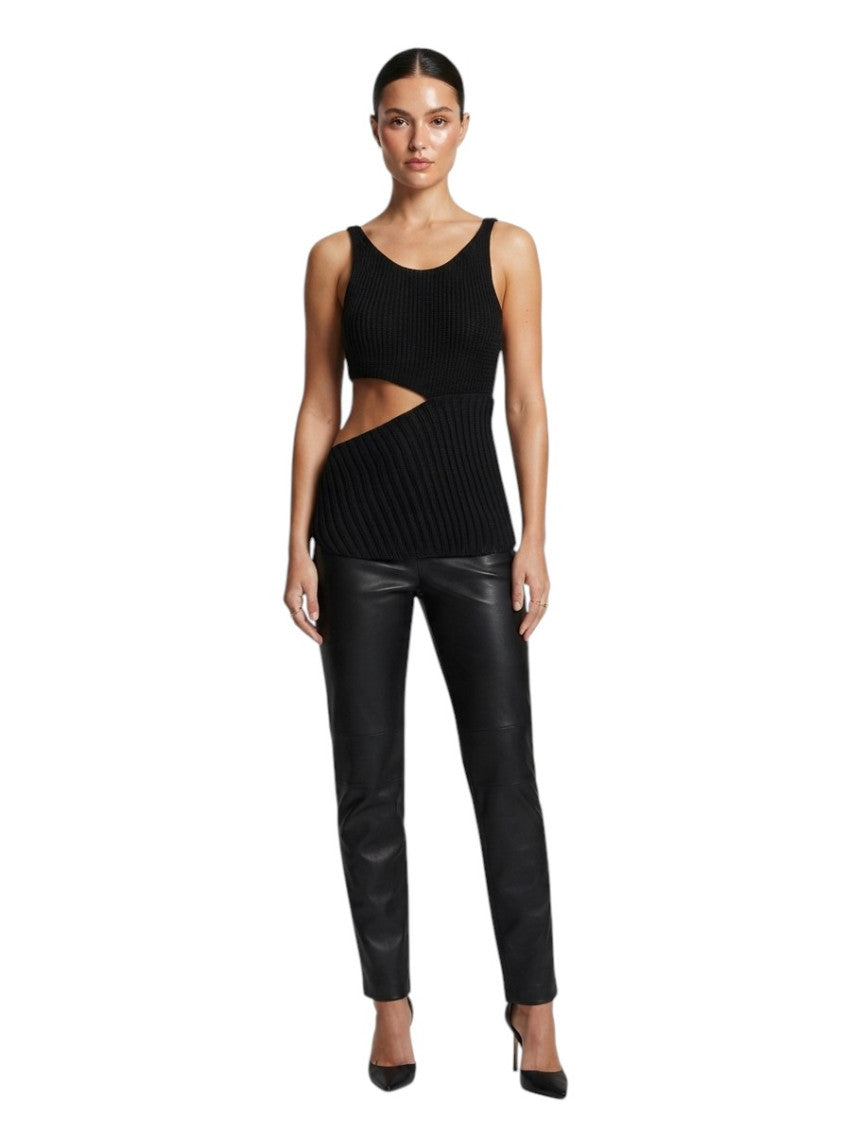Black Knitted Scoop Neck Top 1