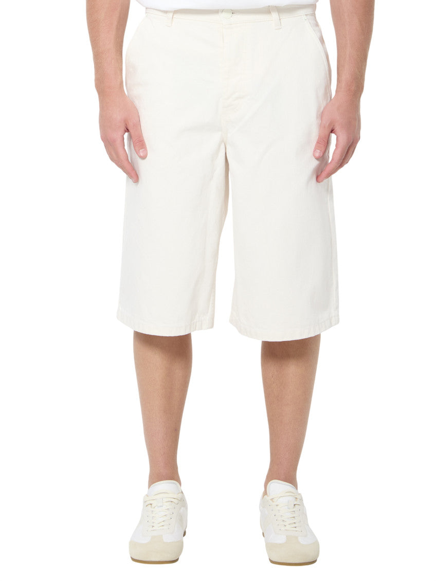 White Relaxed Solid Shorts 1