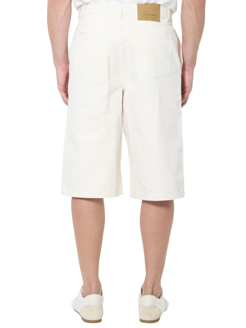 White Relaxed Solid Shorts 3