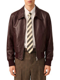 Maroon Solid Leather Jacket 1