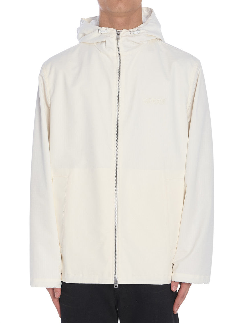 White Solid Hood Jacket 1