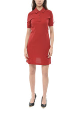 Red Shirt Collar Mini Dress 1