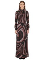 Multi Abstract Shirt Collar Maxi Dress 1
