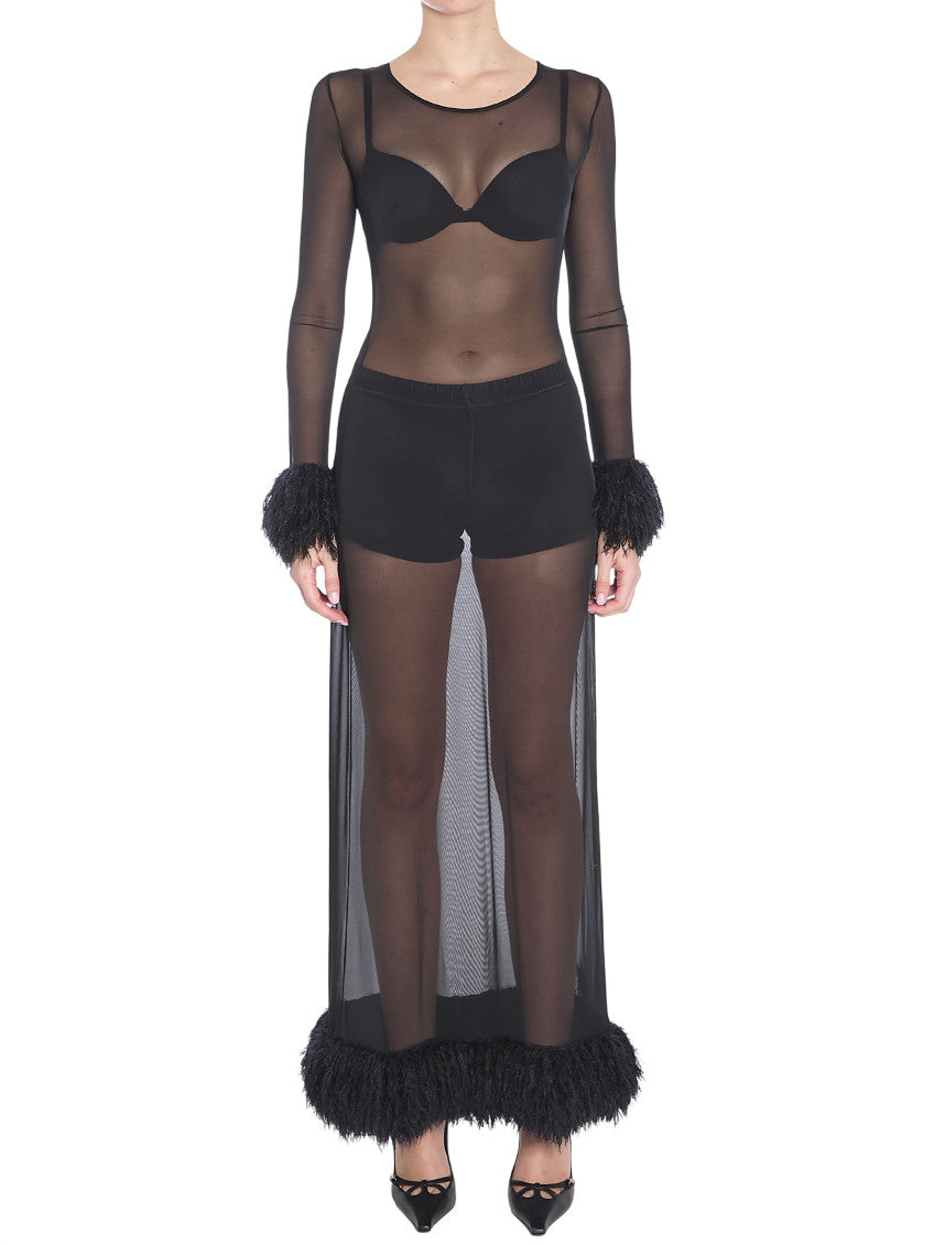 Black Transparent Round Neck Dress 1