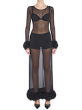 Black Transparent Round Neck Dress 1
