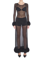 Black Transparent Round Neck Dress 1
