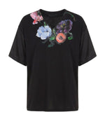 Black Floral Crew Neck T-Shirt 1