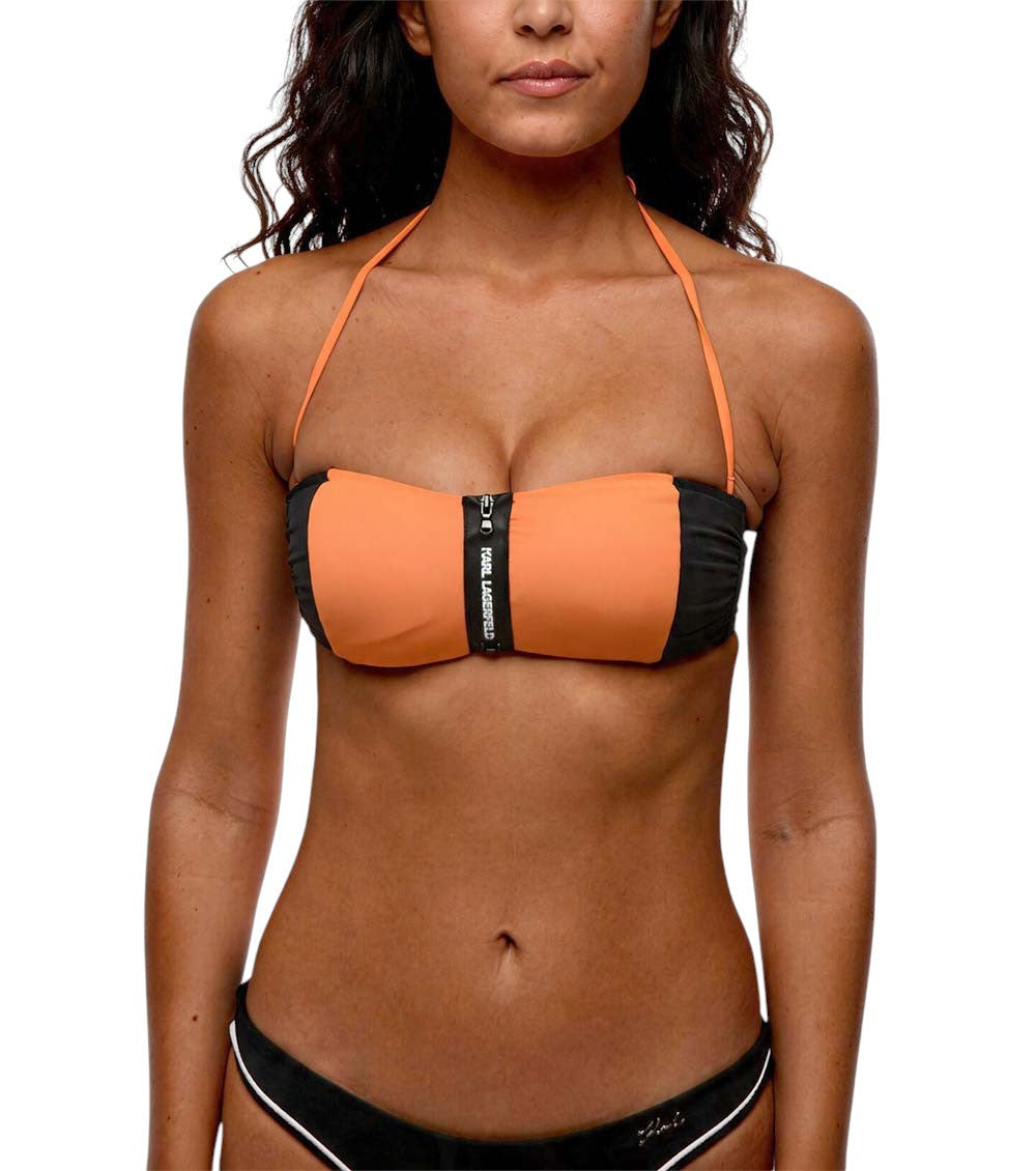 Orange Color Block Swimwear 1