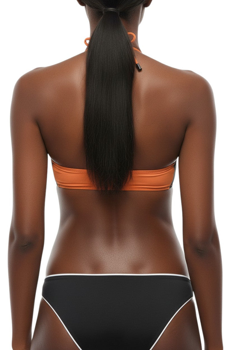 Orange Color Block Swimwear 2