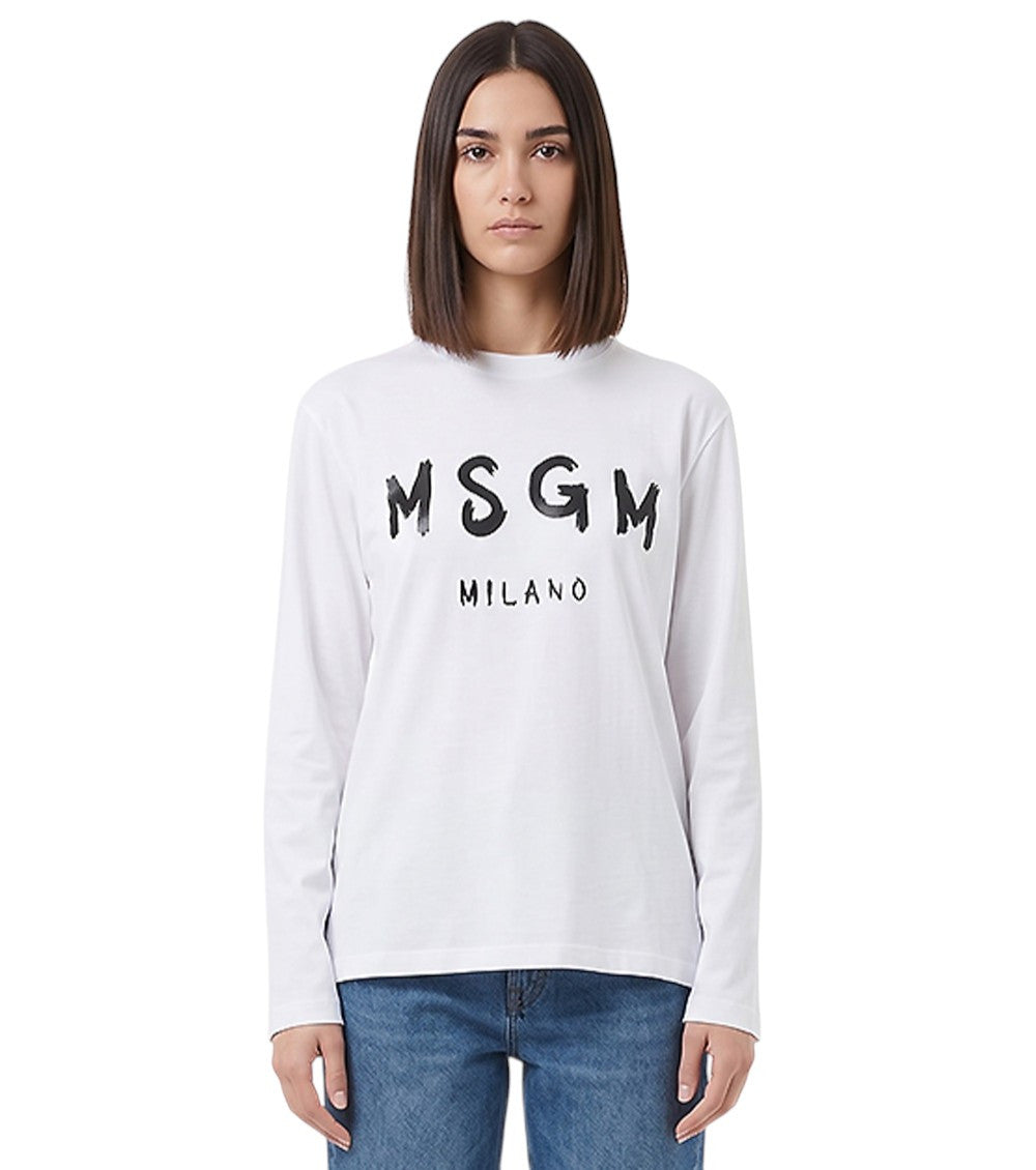 White Logo Crew Neck T-Shirt 1
