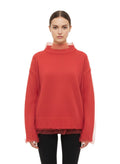 Red Knitted Mock Collar Sweater 1