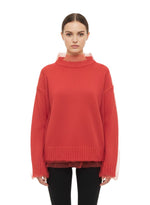 Red Knitted Mock Collar Sweater 1