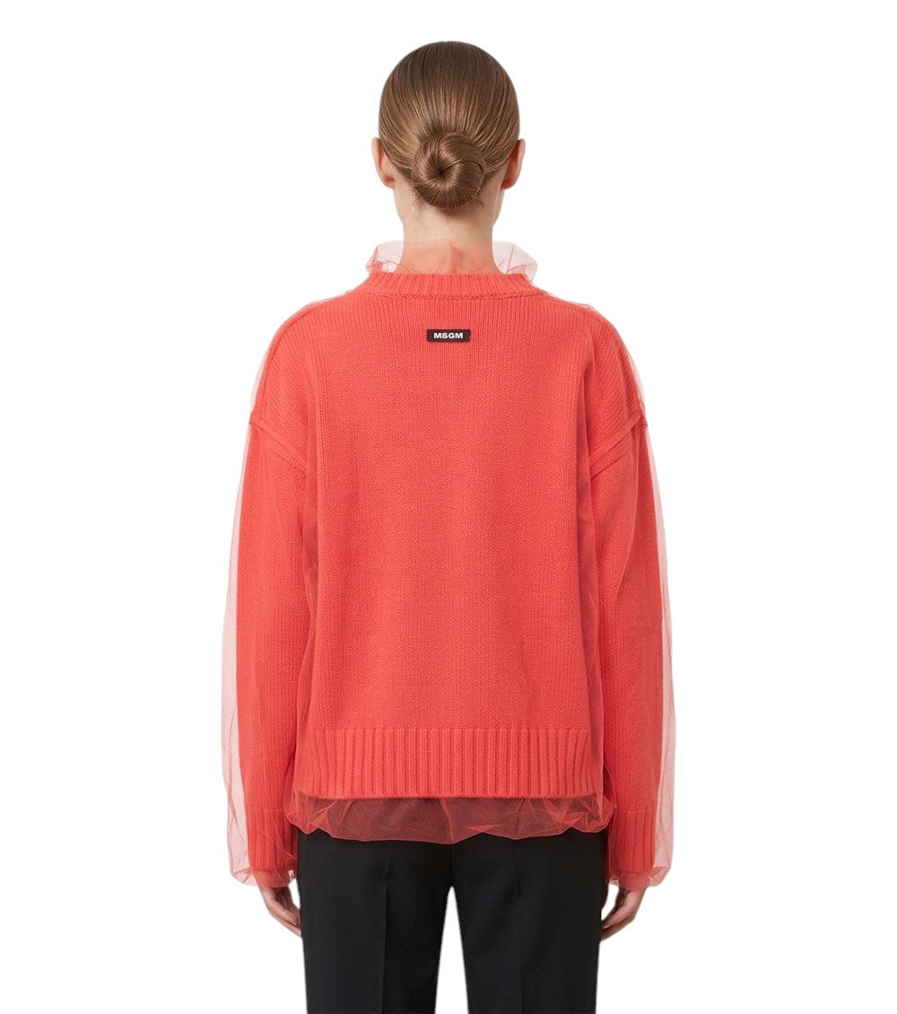 Red Knitted Mock Collar Sweater 2