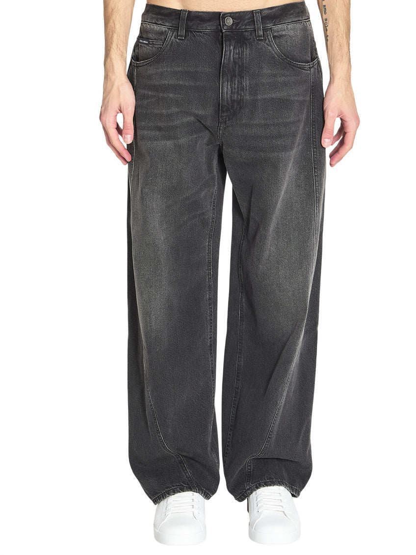 Black Relaxed Mid Rise Jeans 1